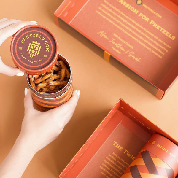 opening box of pretzels