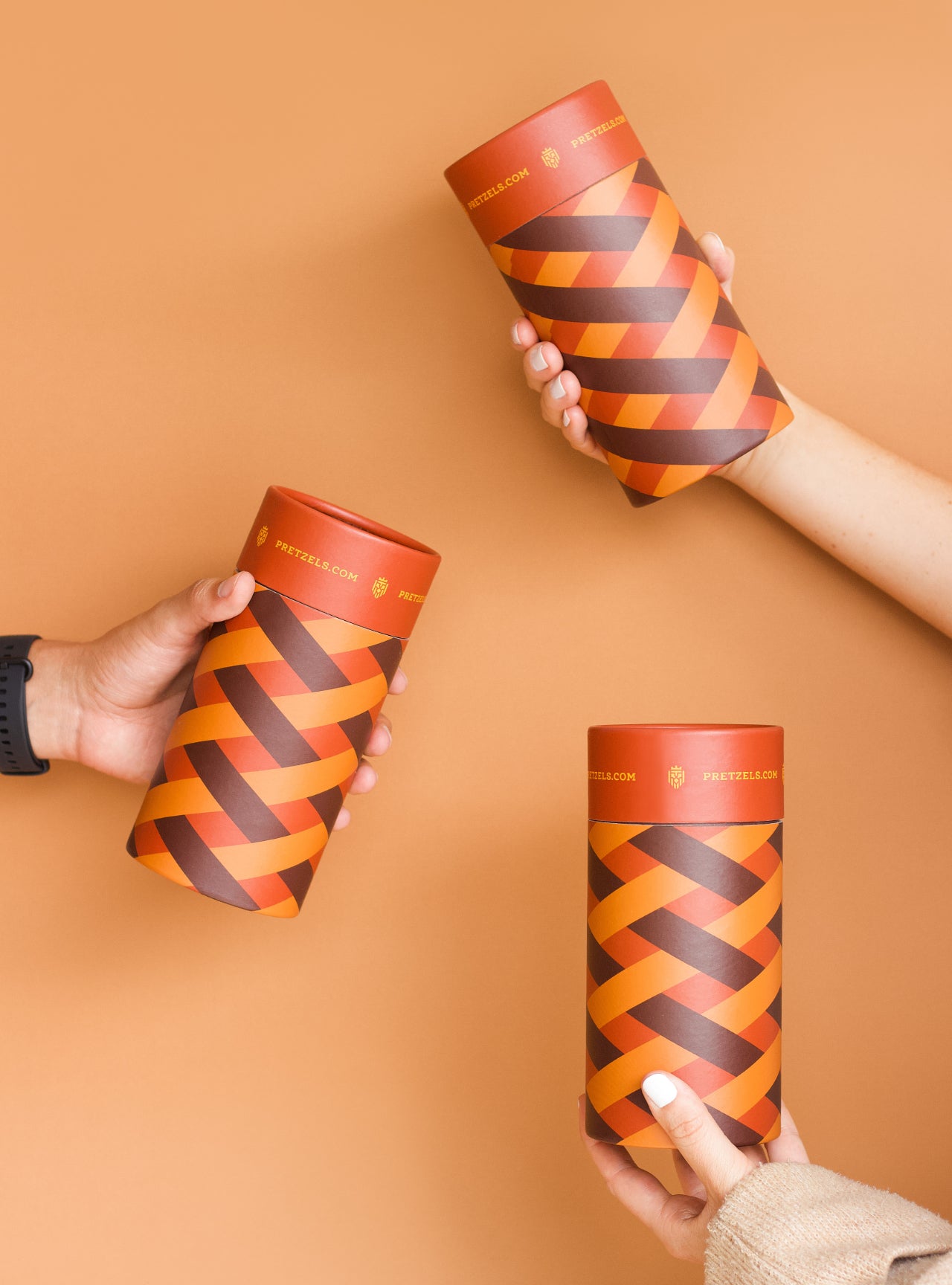 three pretzel tubes 