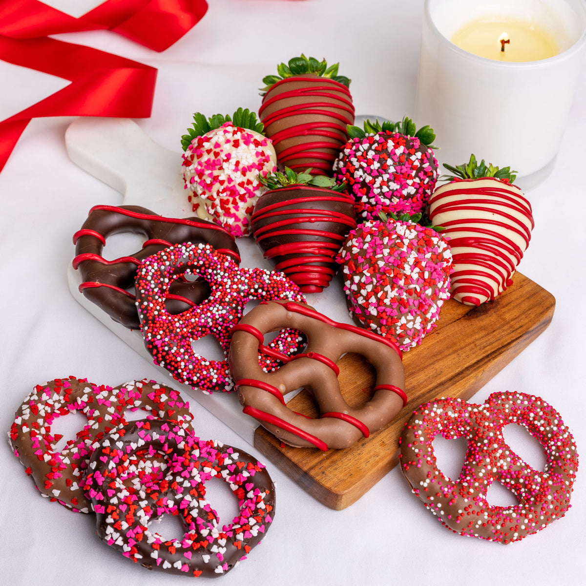 Mother's Day Hand-Dipped Belgian Chocolate Strawberries & Pretzels