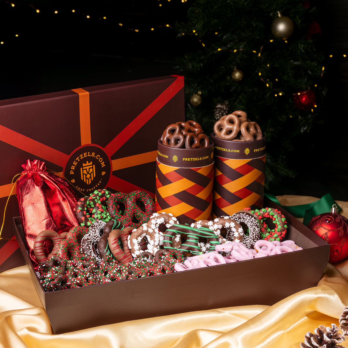 Happy Holiday Belgian Chocolate Pretzel Basket